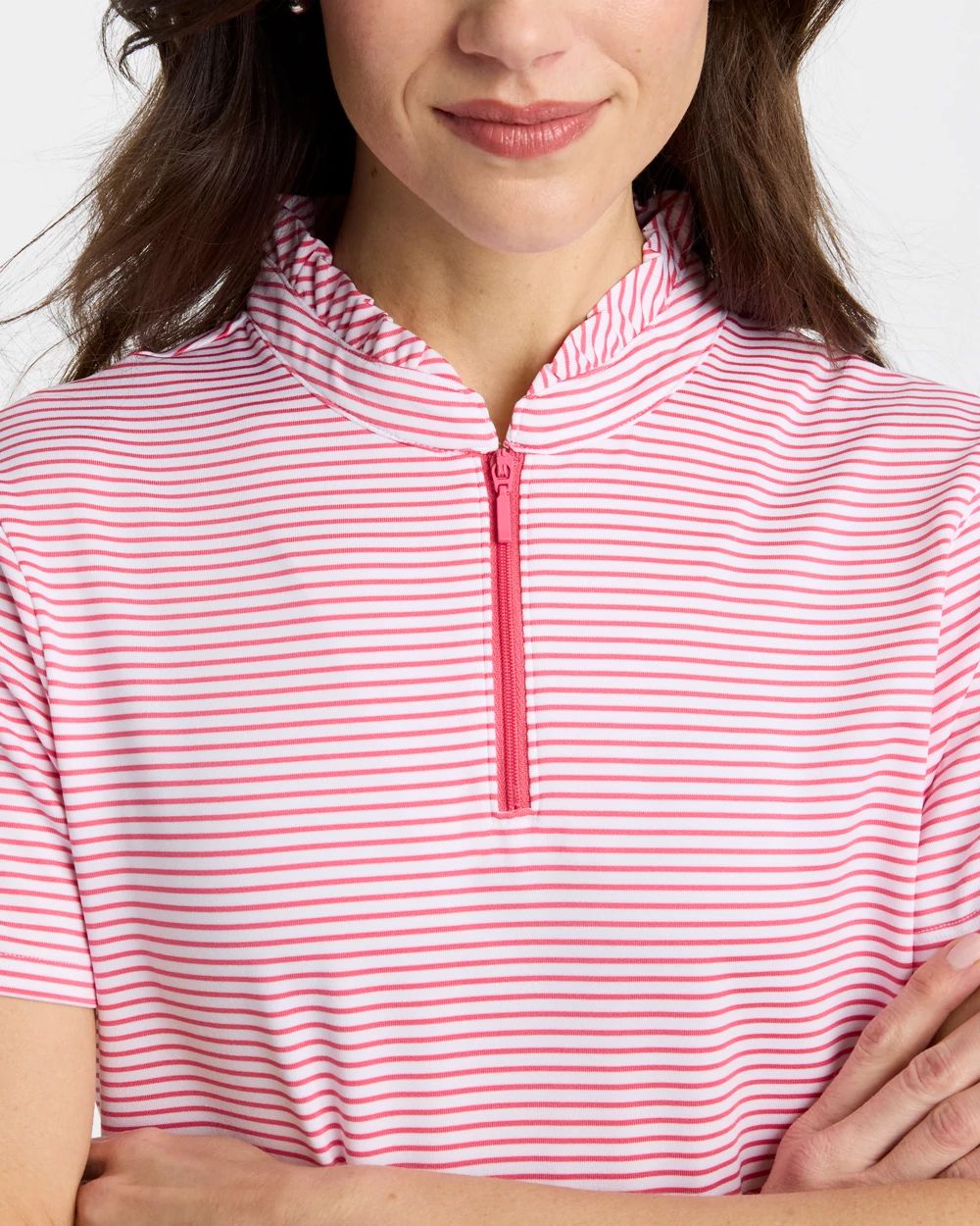 Zenergy® UPF Ruffle Striped Half Zip | Chico's